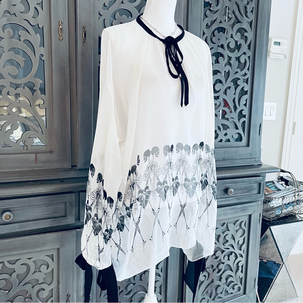 Thomas Wylde off white black semi sheer tunic M